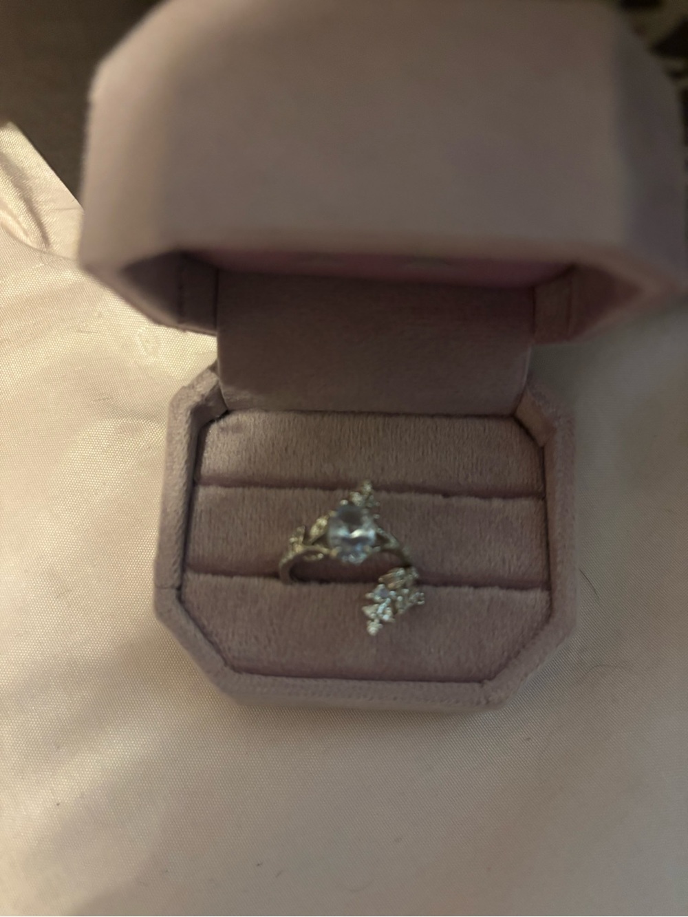 Delicate Silver-Tone Floral Crystal Ring - Women Jewelry